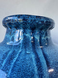 Asian Inspired Longevity Blue Drip Glazed Pottery Floor Vase