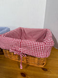 Red And Blue Gingham Lined Wicker Baskets - Pottery Barn Sabrina Baskets - Pair