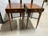 Baker Pair of Drop Leaf End Tables with Drawer