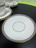 (I) 16-Piece Wedgwood England Palatia R4700 Greek Key Bone China Pedestal Teacups & Saucers Set