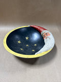 Kurt Adler Whimsical 3D Wooden Santa Bowl With Stars