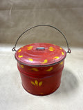 Red Handpainted Metal Tin With Lid