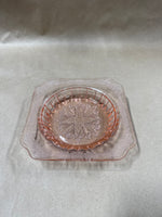 Floral Pink Depression Glass Ashtray