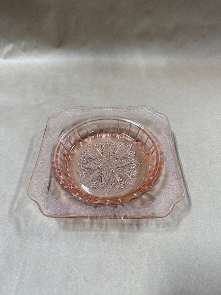 Floral Pink Depression Glass Ashtray