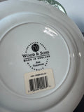 (B) 2-Piece Wood & Sons England Kew Green Floral China Salad Plates