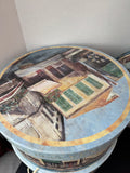 (G) Trio of Italian Motif Round Decorative Boxes