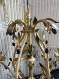 Italian Tole Painted Metal Olive Tree Chandelier