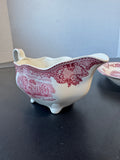 (C) Johnson Bros. Old Britain Castles Pink Gravy Boat with Underplate