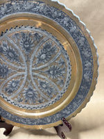 Round Floral Copper And Silver Plate Wall Plaque