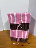 Pottery Barn Kids Sabrina Square Wicker Baskets With Pink Striped Lining - Pair