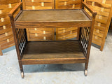 Mid Century Modern Style Rolling Cart with Lattice Sides