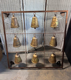 Farmhouse Style Large Copper Tone Metal Bell Grid Wall Decor