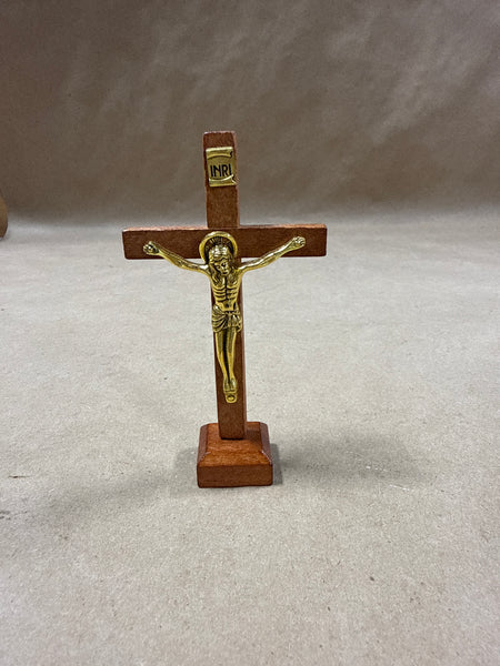 Small Wood And Brass Crucifix