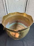 Large Brass Planter With Lion Head Handles AS IS