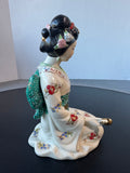 Japanese Porcelain Geisha Figurine with Floral Kimono