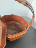 Antique Hand Painted Chinese Wooden Wedding Basket