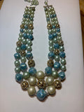 Plastic Blue Beaded Necklace