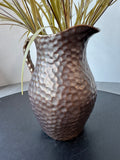 Hammered Metal Pitcher with Artificial Cattails