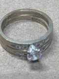 14K White Gold & Diamond Wedding Set - SIZE 6