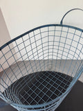 Farmhouse Style Blue Large Wire Storage Basket with Handles