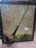 Textured/Broken Glass with Golf Club & Ball Window or Wall Art