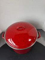 Paula Deen Red Speckled Enamel Lidded Stock Pot