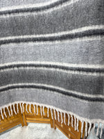 Pottery Barn Grey Striped Throw Blanket With Fringe