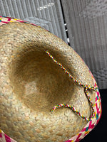 Trio of Red Rimmed Straw Sombreros