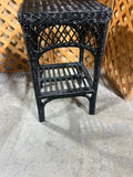 Black Painted Wicker Side Table