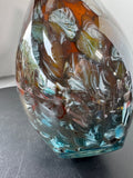 Murano Style Blue & Brown Large Glass Vase