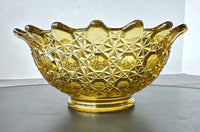 Amber Glass Vintage Scallop Edged Bowl