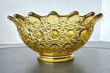 Amber Glass Vintage Scallop Edged Bowl