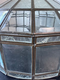 Art Nouveau Vintage Brass & Beveled Glass Hanging Pendant Light