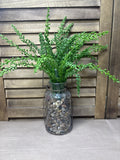 Jar with Wire Mesh Encasement & Faux Greenery