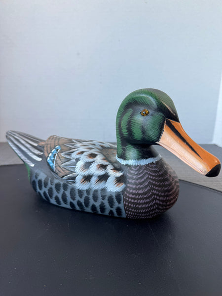 (C) Hand Carved & Painted Vintage Wooden Mallard Duck Decoy