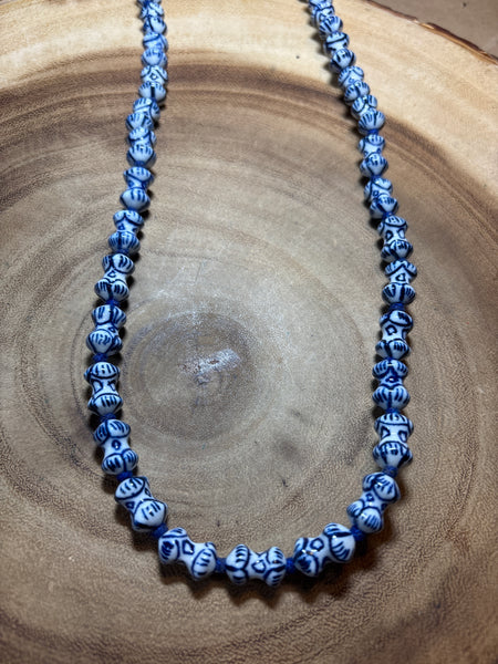 Blue & White Porcelain Beaded Necklace