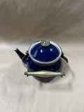 Dark Blue Teapot With Brass Trim And Handle