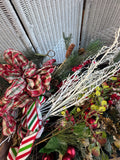 Assorted Lot of Christmas Garland, Candle Rings & Floral Stems