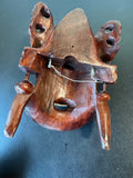 (A) Vintage Chinese Carved Rosewood Mask with Foo Dog Headdress