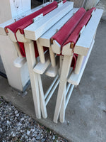 Pair of Gold Medal White & Red Folding Director’s Chairs AS IS (READ DESCRIPTION CAREFULLY)