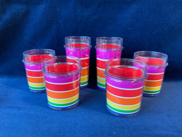 Set of 6 Thermo-Serve Rainbow Striped Cups