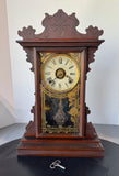 Victorian Eastlake Style Vintage Wooden Parlor Clock with Key