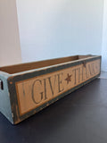 Give Thanks Primitive Style Wooden Planter or Storage Box with Leather Handles