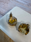 RJ Graziano Large Citrine Rhinestone Stud Earrings