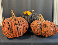 Trio of Painted Grapevine Pumpkins