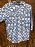 Blue And White Womens Chicos Button Up High Low Blouse SIZE 2