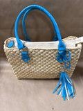 Seagrass Woven Handbag With Turquoise Accents (B)