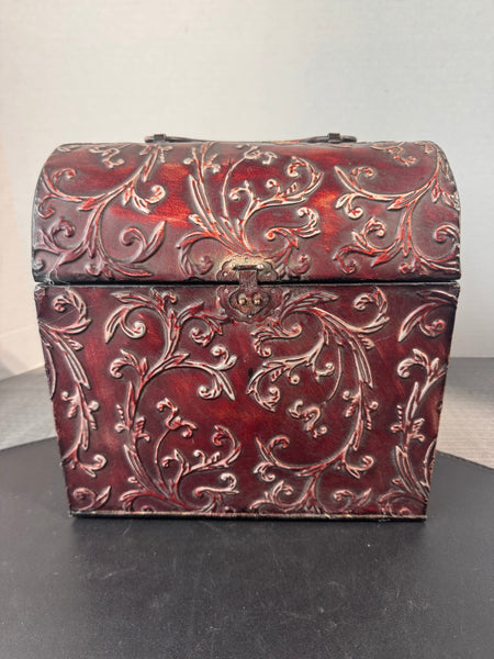 Scroll Embossed Metal Decorative Trunk