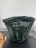 Trio of Green & Natural Woven Baskets