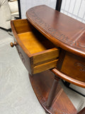 ***AS IS***International Caravan Inc. Carved Wood Half Moon Table with Drawer***READ DESCRIPTION***